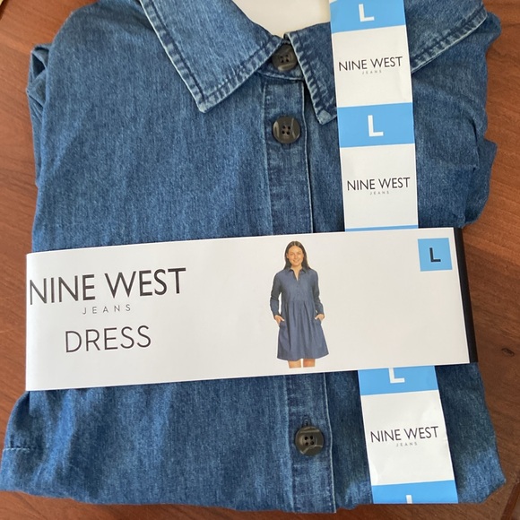 Nine West Jeans denim dress sz L nwt - Picture 2 of 6